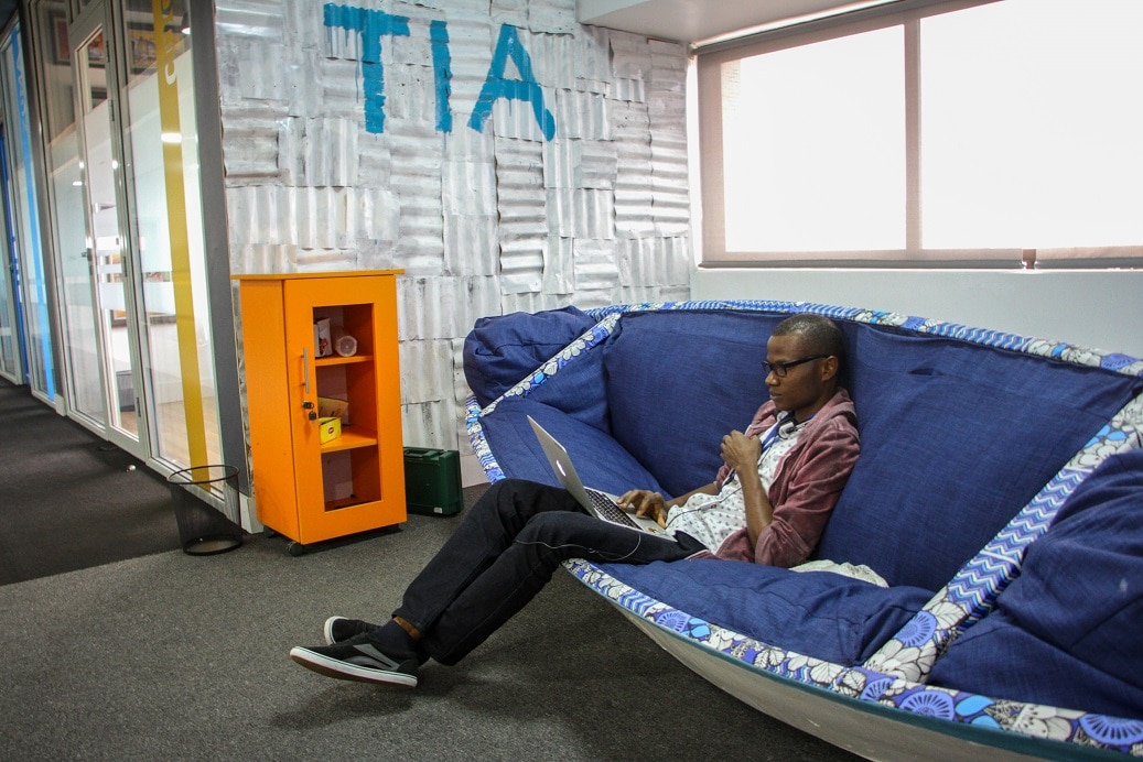 An Andela employee in the office