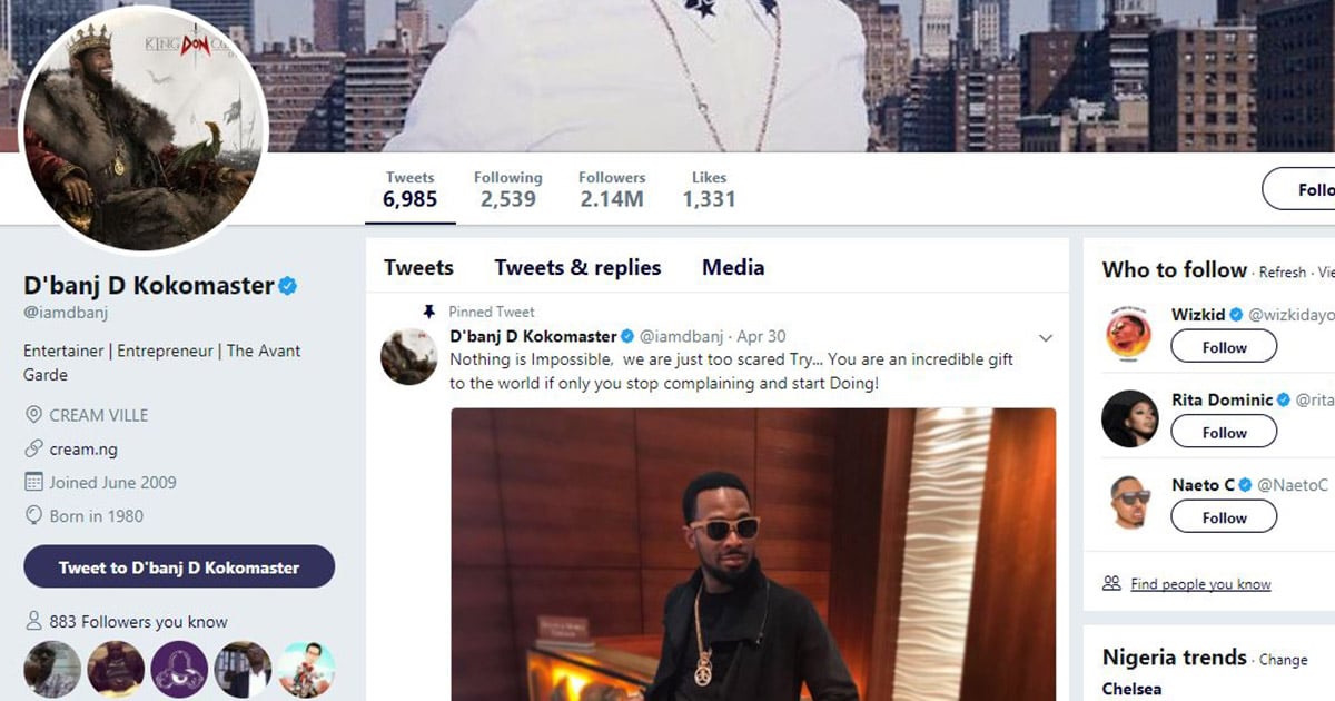 6 Personal Branding Lessons from D'banj - Twitter