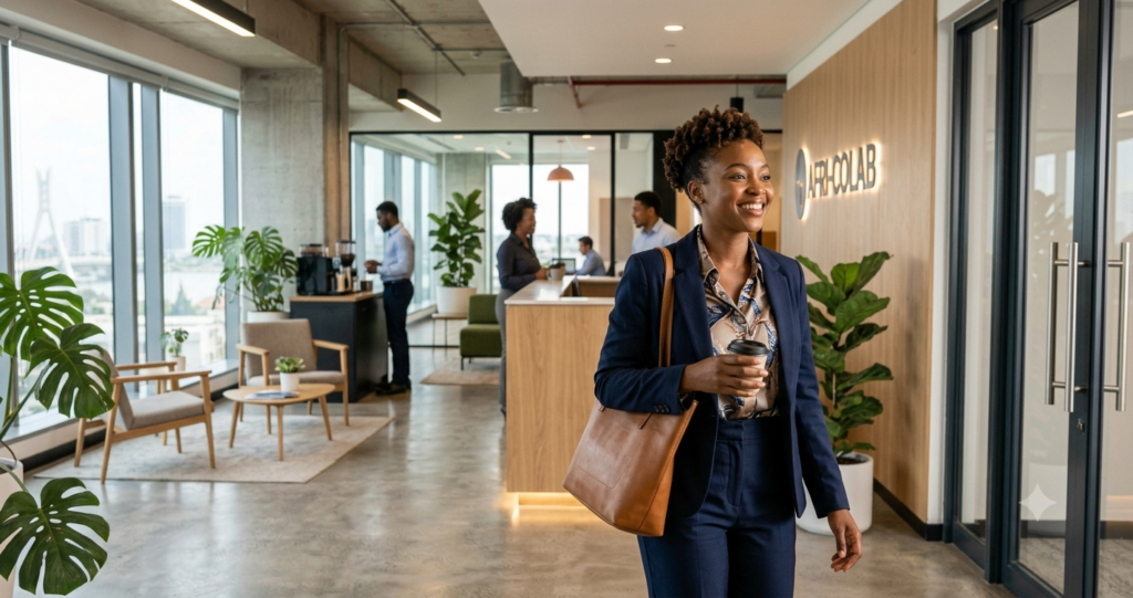 Young African professional leaving the office after a workday, depicting work-life balance; an important Gen Z workplace expectation